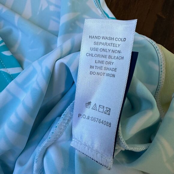 NWT SWIMSUITS FOR ALL Tankini Top in Palm Leaf Print White Aqua Bow - Picture 9 of 10